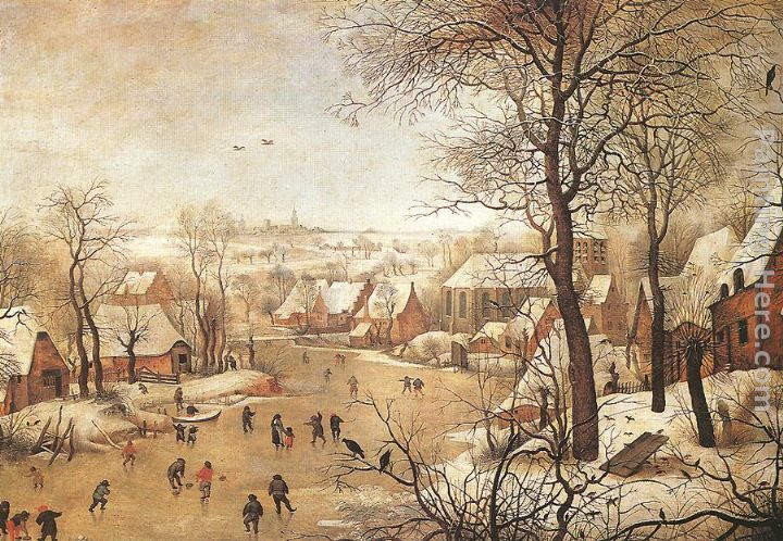 Winter Landscape with a Bird-trap painting - Pieter the Younger Brueghel Winter Landscape with a Bird-trap art painting